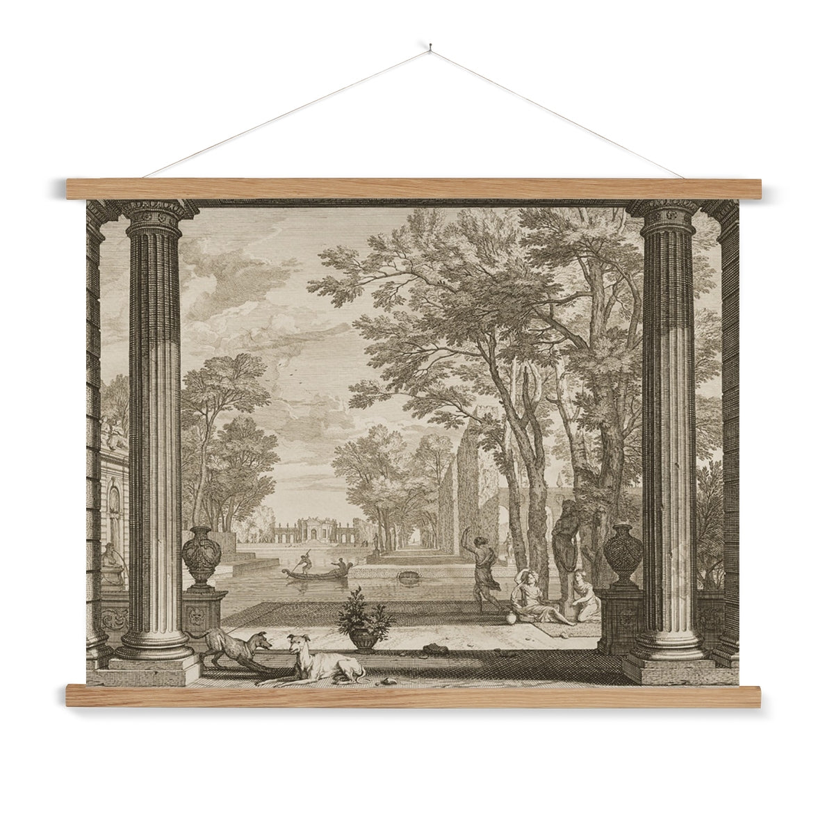 image1A ready to hang, vintage etching of an elegant, whimsical Italian garden.
A premium print that comes ready to hang. Our slimline wooden poster hangers come with a discrete magnetic fastening to keep your prints perfectly secure. Hand-crafted from beautiful, solid wood, our picture hangers are ideal for displaying prints using a simple, contemporary design.
The Paradise Falls print features warm sepia shades of vintage cream and chocolate charcoal brown.