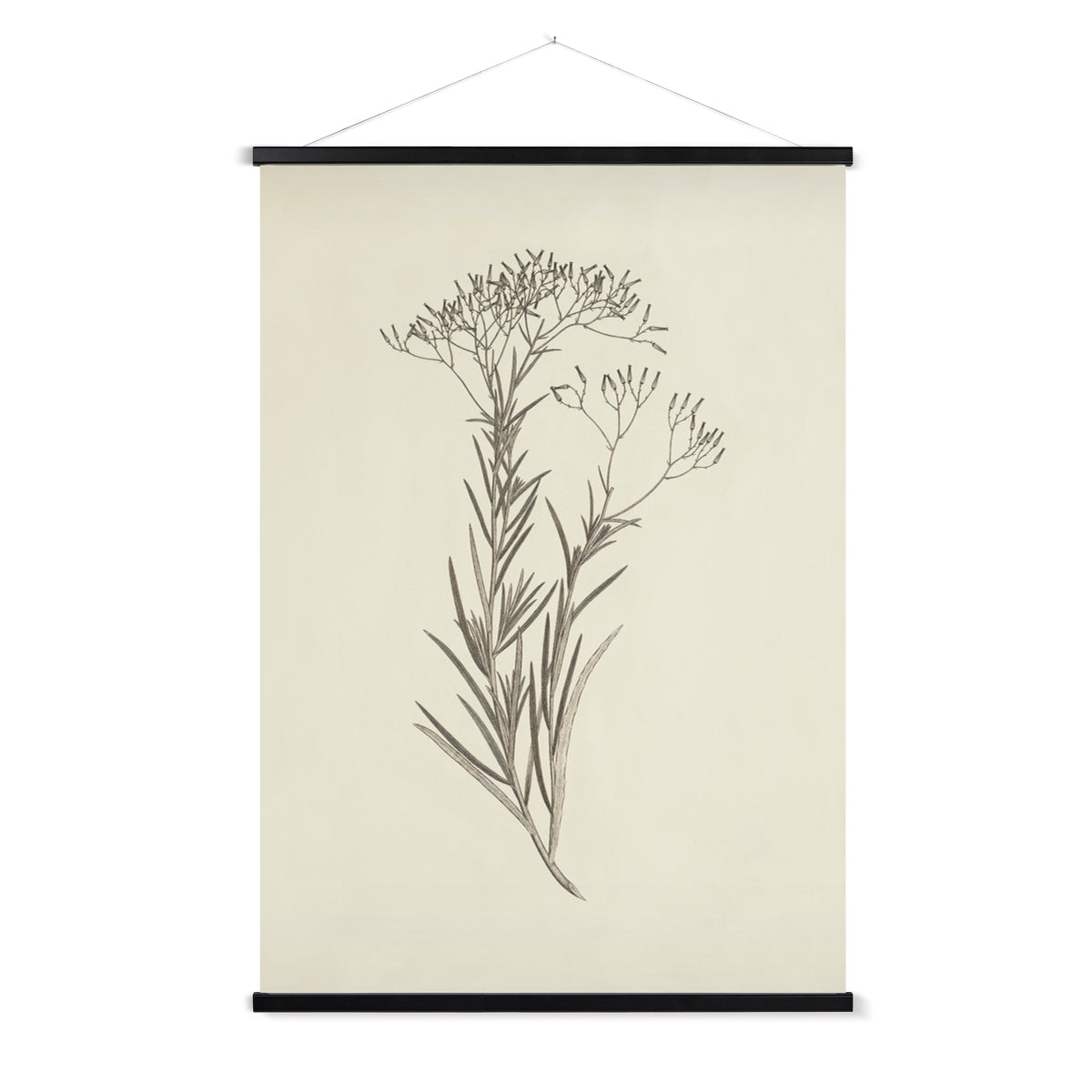 A delicate lithograph of botanical foliage with a wooden hanger included.
A premium print + slimline wooden poster hanger with a discrete magnetic fastening to keep your prints perfectly secure. Hand-crafted from beautiful, solid wood, our picture hangers are ideal for displaying prints using a simple, contemporary design. When you want to update your style, simply change the print.
The Creamy Foliage print features vintage cream and grey.
+ Free International Shipping.