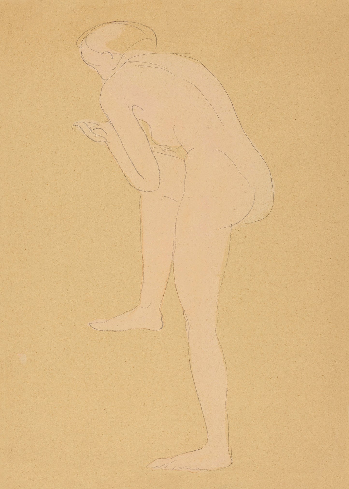 An abstract drawing of a female nude from behind.
Featuring blush, grey and tan.
A museum-quality fine art print with a textured, matt finish, using giclée printing techniques that won't fade.
Artist: Rodin