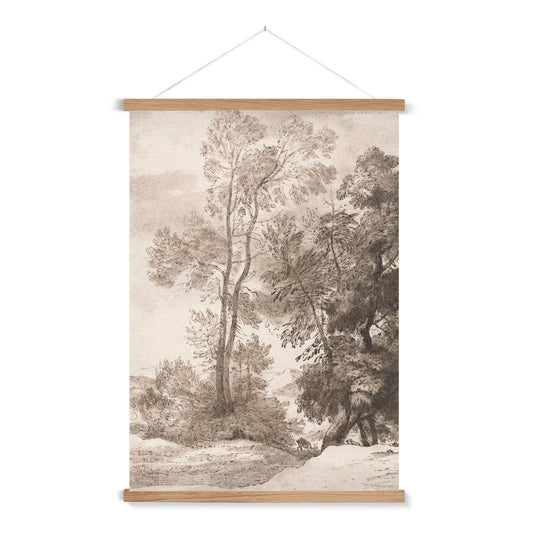 A rustic sepia toned print of trees in the country side with a wooden hanger included.

A premium print + slimline wooden poster hanger with a discrete magnetic fastening to keep your prints perfectly secure. Hand-crafted from beautiful, solid wood, our picture hangers are ideal for displaying prints using a simple, contemporary design. When you want to update your style, simply change the print.
The Toffee Trees print features vintage grey, black, cream and soft caramel.
+ Free International Shipping.