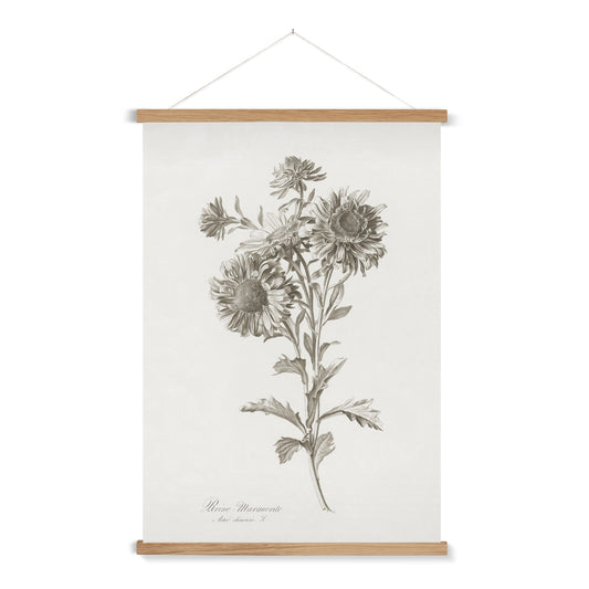 A vintage study of flowers, with a wooden hanger included.

A premium print + slimline wooden poster hanger with a discrete magnetic fastening to keep your prints perfectly secure. Hand-crafted from beautiful, solid wood, our picture hangers are ideal for displaying prints using a simple, contemporary design. When you want to update your style, simply change the print.
The Vintage Flower Spray 1 print features shades of grey, and cream.
+ Free International Shipping.