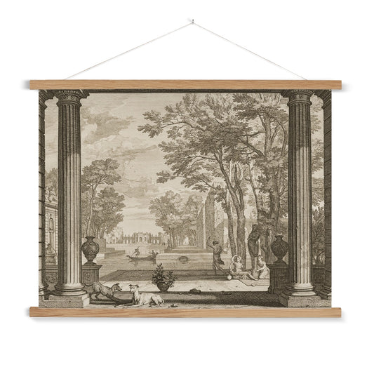image1A ready to hang, vintage etching of an elegant, whimsical Italian garden.

A premium print that comes ready to hang. Our slimline wooden poster hangers come with a discrete magnetic fastening to keep your prints perfectly secure. Hand-crafted from beautiful, solid wood, our picture hangers are ideal for displaying prints using a simple, contemporary design.
The Paradise Falls print features warm sepia shades of vintage cream and chocolate charcoal brown.