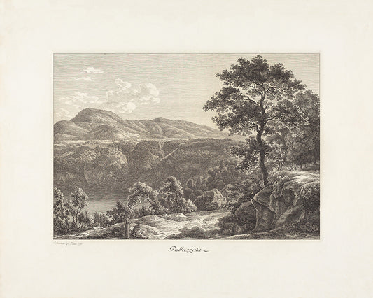 A vintage lithograph of the Italian landscape. Part of a collection.

Featuring cream, grey and black.
A museum-quality fine art print with a lightly textured, matt finish, using giclée printing techniques that won't fade.