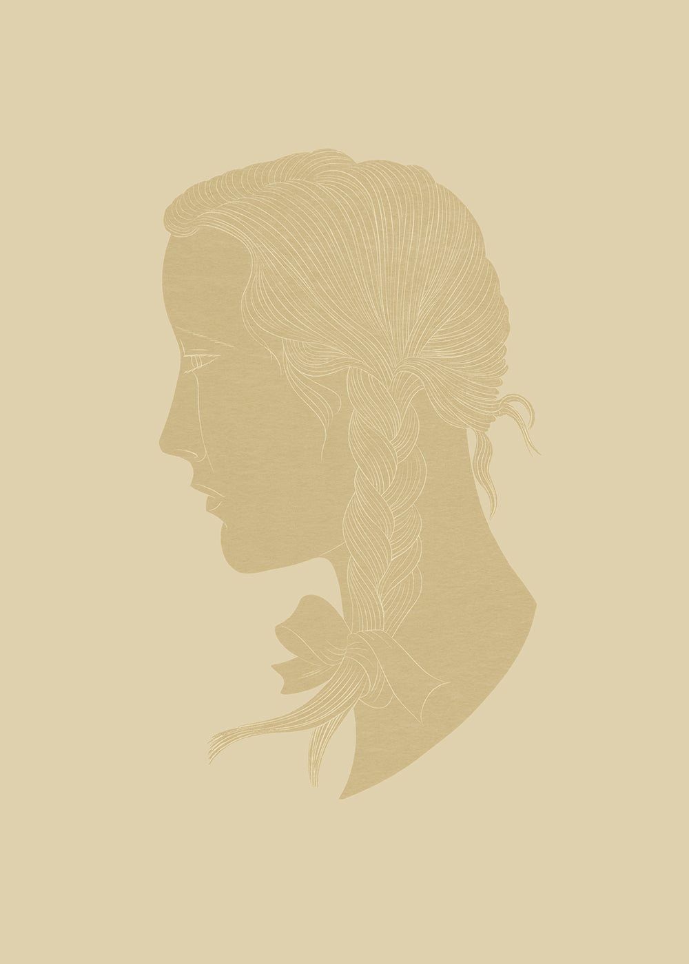 A simple, profile study of a girl with plaits. Part of a pair.