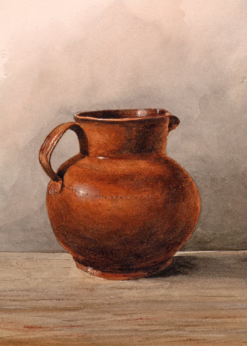 A vintage painting of a jug.