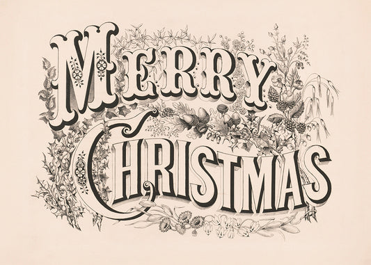 Embrace the holiday season with this beautifully crafted vintage typographical Merry Christmas graphic that honours classic design traditions.&nbsp;

Featuring vintage cream and black.
A museum-quality fine art print with a lightly textured, matt finish, using giclée printing techniques that won't fade.
