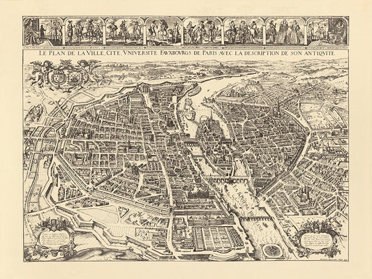 An antique map of <span data-mce-fragment="1">the Cité Université de Paris.</span>