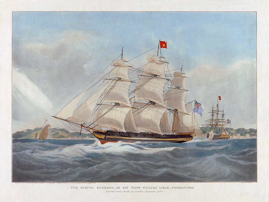 A vintage lithograph of the ship, The Samuel Enderby. 