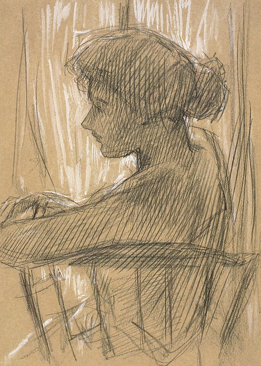 An elegant woman in silhouette comes to life in this charming pencil sketch. A simply beautiful portrait.

Featuring grey, white and tan.
A museum-quality fine art print with a lightly textured, matt finish, using giclée printing techniques that won't fade.