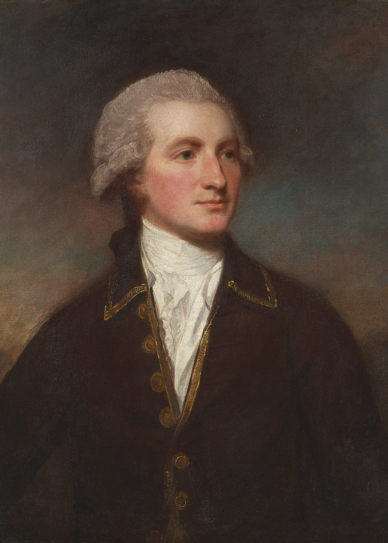 A vintage portrait of a distinguished and educated man wearing a wig.